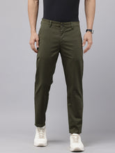 Men's Dark Olive Cotton Caribbean Slim Fit Printed 5 Pocket Cross Pocket Trouser